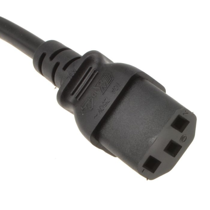 Power Cable UK Plug (5A Fused) to C13  0.75mm Lead 1m Black - Image 2