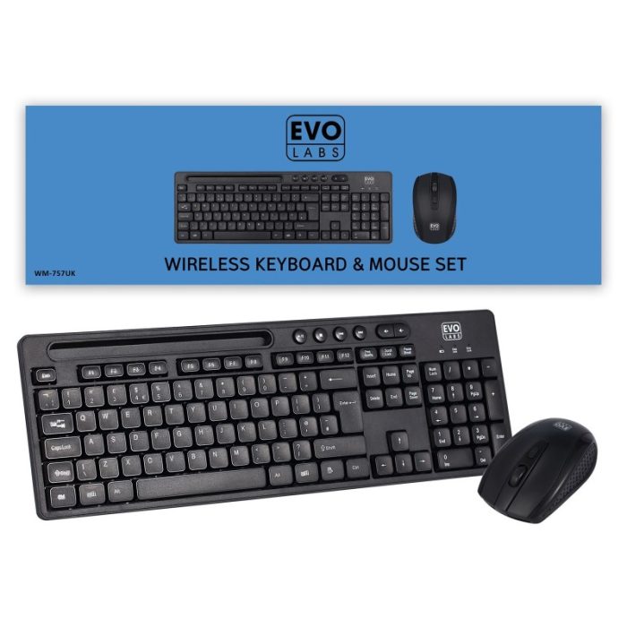 EVO LABS Wireless Full Size Qwerty Keyboard & Mouse Set - Image 2