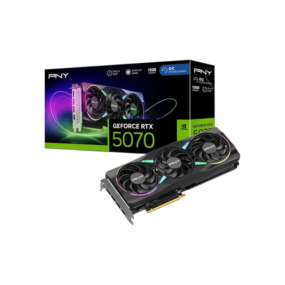 PNY NVIDIA GeForce RTX 5070 ARGB EPIC-X RGB OC Graphics Card-Photoroom PNY NVIDIA GeForce RTX 5070 ARGB EPIC-X RGB OC Graphics Card - (Brand New) - Image 1
