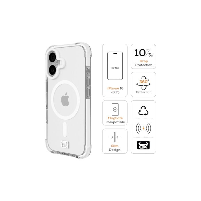 Ox Shield Series MagSafe Compatible Case for iPhone 16 - Wolf White - Image 3