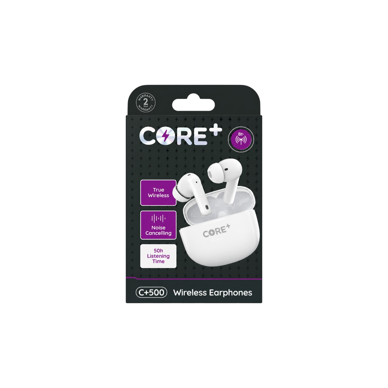 Core+ C500 True Wireless Earphones (2) Core+ C500 True Wireless Earphones - (White) - Image 1
