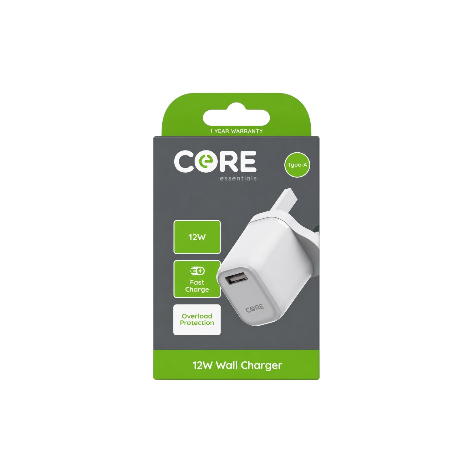 Core Type-A 12W USB Wall Charger Core Type-A 12W USB Wall Charger - Image 1